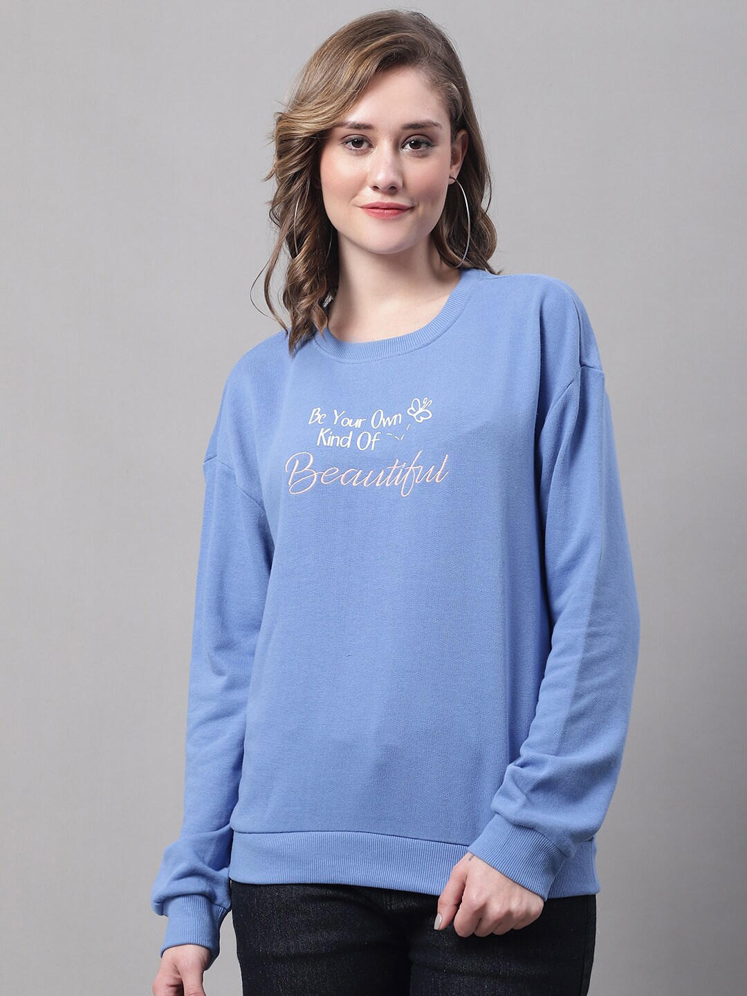 

NoBarr Typography Printed Pullover, Blue