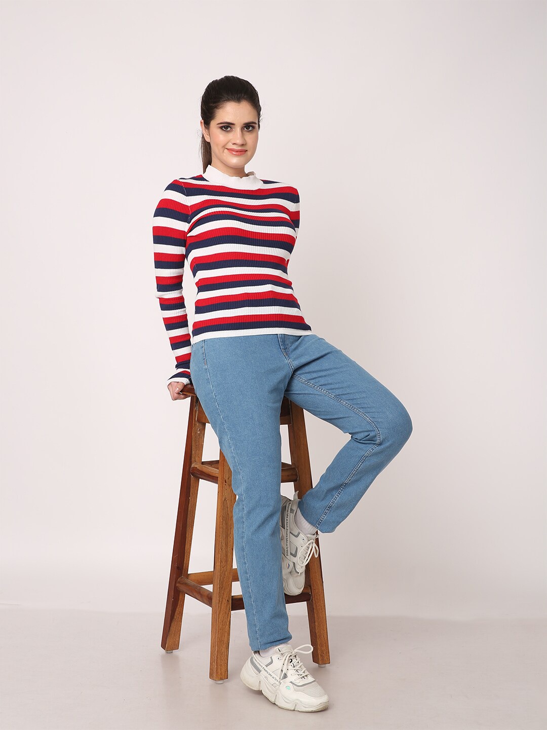 

NoBarr Horizontal Striped Pullover Sweater, Red