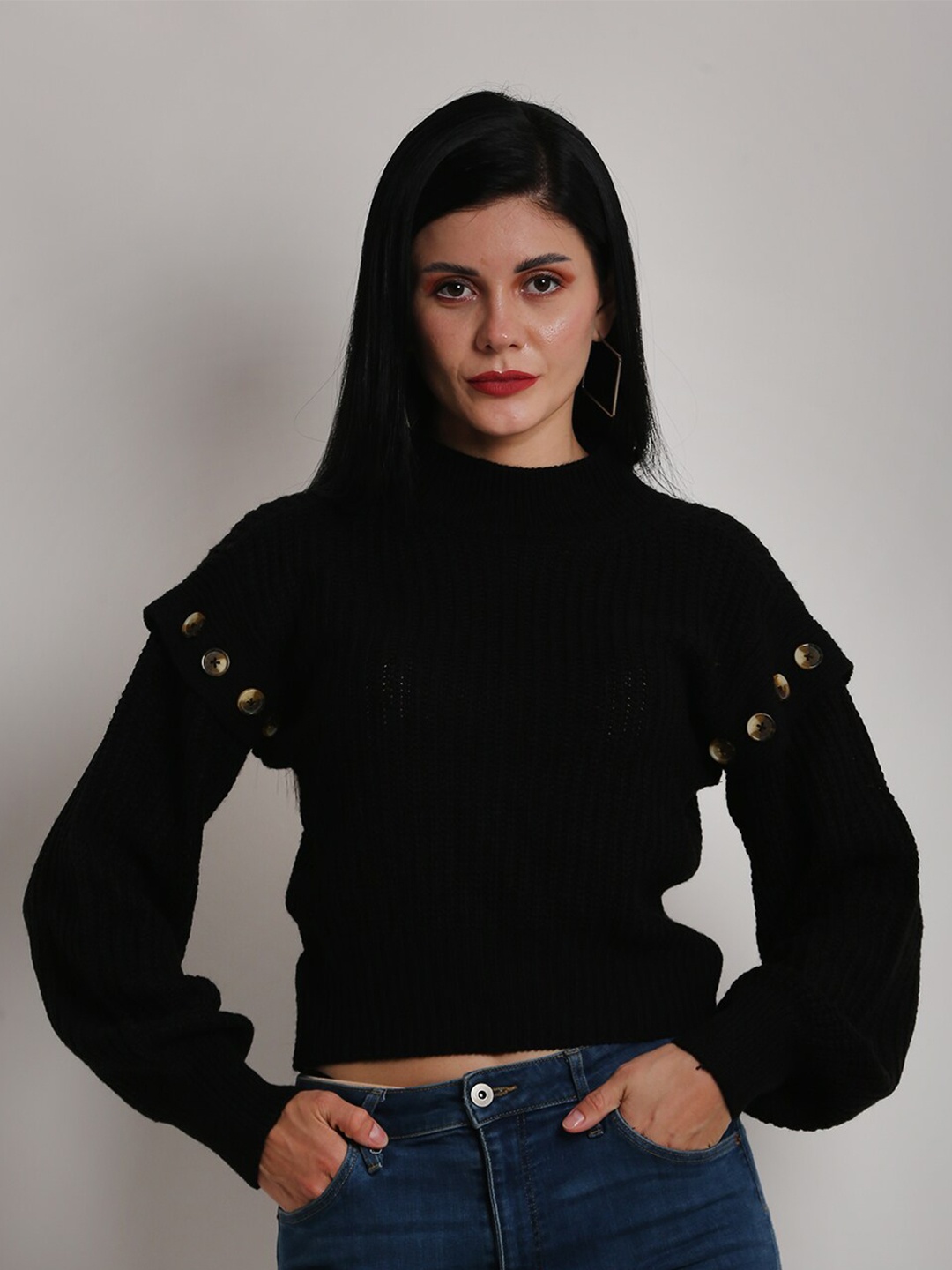 

NoBarr Women Turtle Neck Pullover, Black