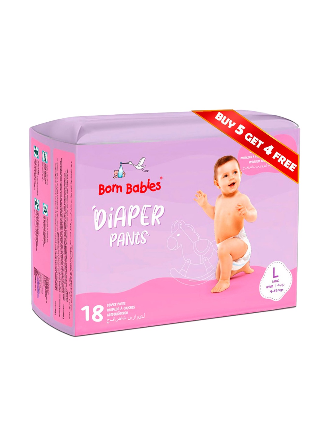 

Born Babies Born Babies Baby Diaper Pants Leakage Protection -Buy 5 Get 4 Free -18 Pieces, White