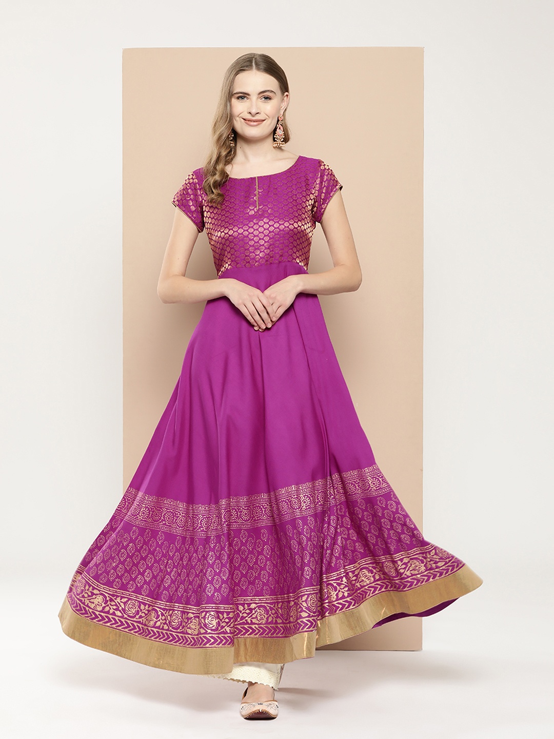 

MBE Floral Anarkali Kurta, Magenta
