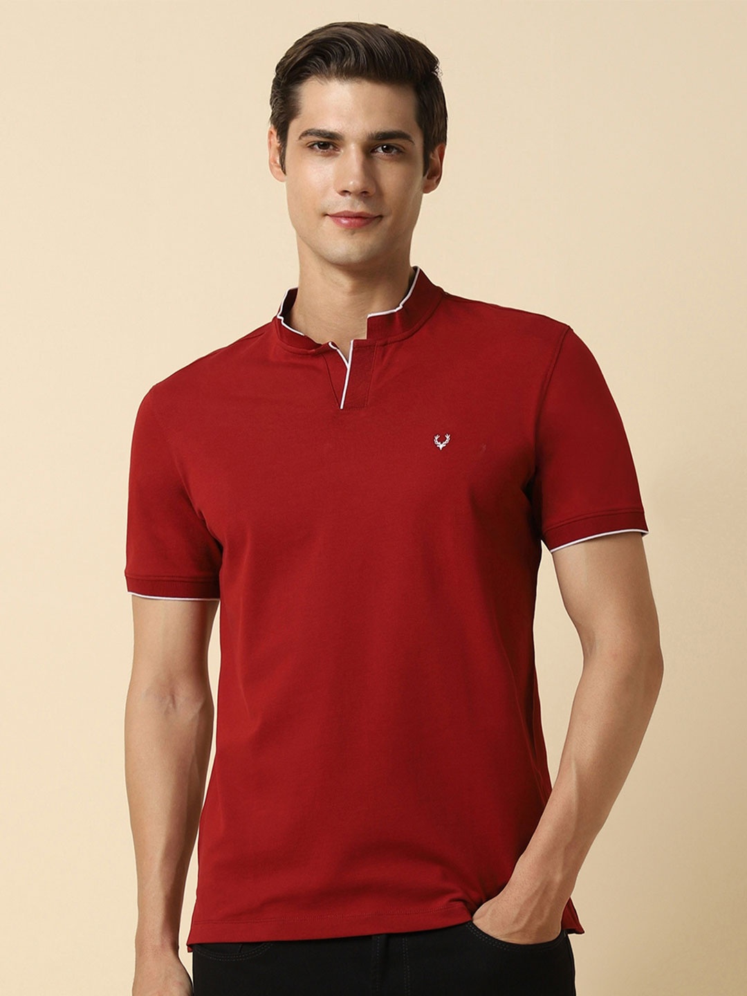 

Allen Solly Polo Collar Pure Cotton T-shirt, Red