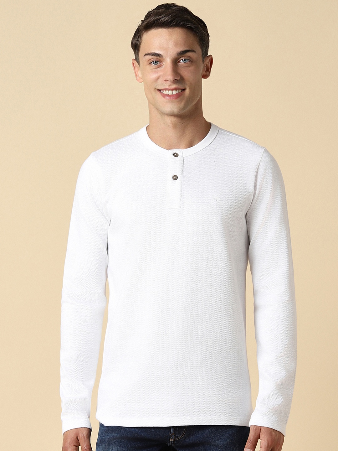 

Allen Solly Henley Neck Cotton T-shirt, White