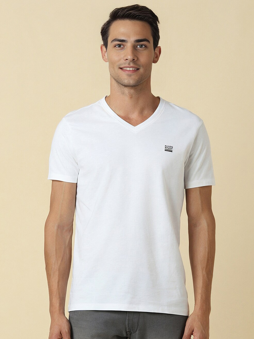

Allen Solly Cotton V-Neck Regular Fit T-shirt, White