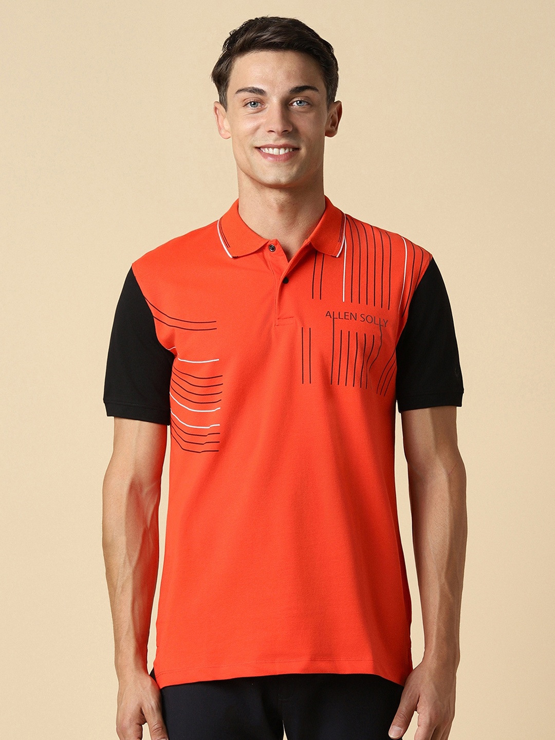 

Allen Solly Typography Printed Polo Collar T-shirt, Orange