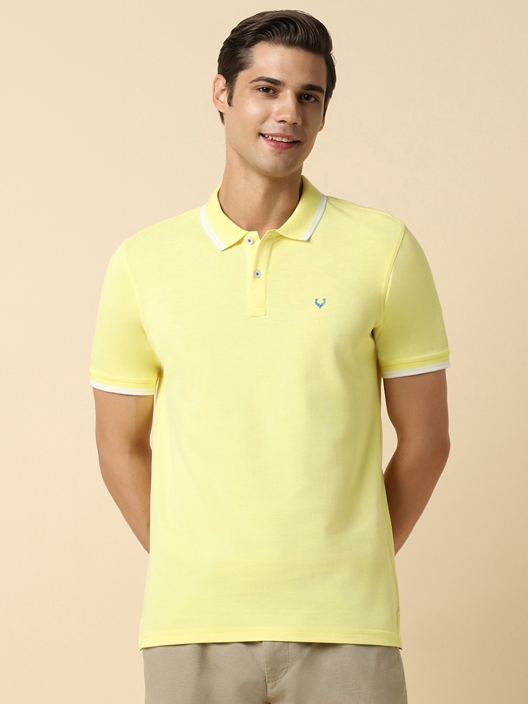 

Allen Solly Polo Collar Pure Cotton T-shirt, Yellow