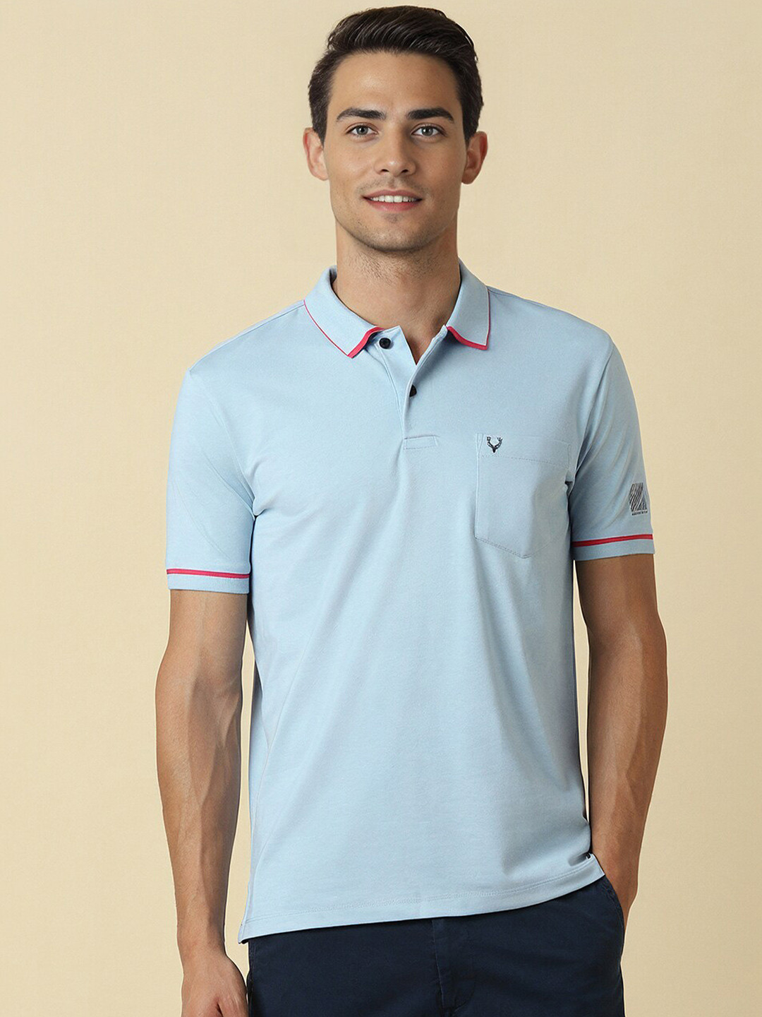 

Allen Solly Men Polo Collar Cotton Regular Fit T-shirt, Blue