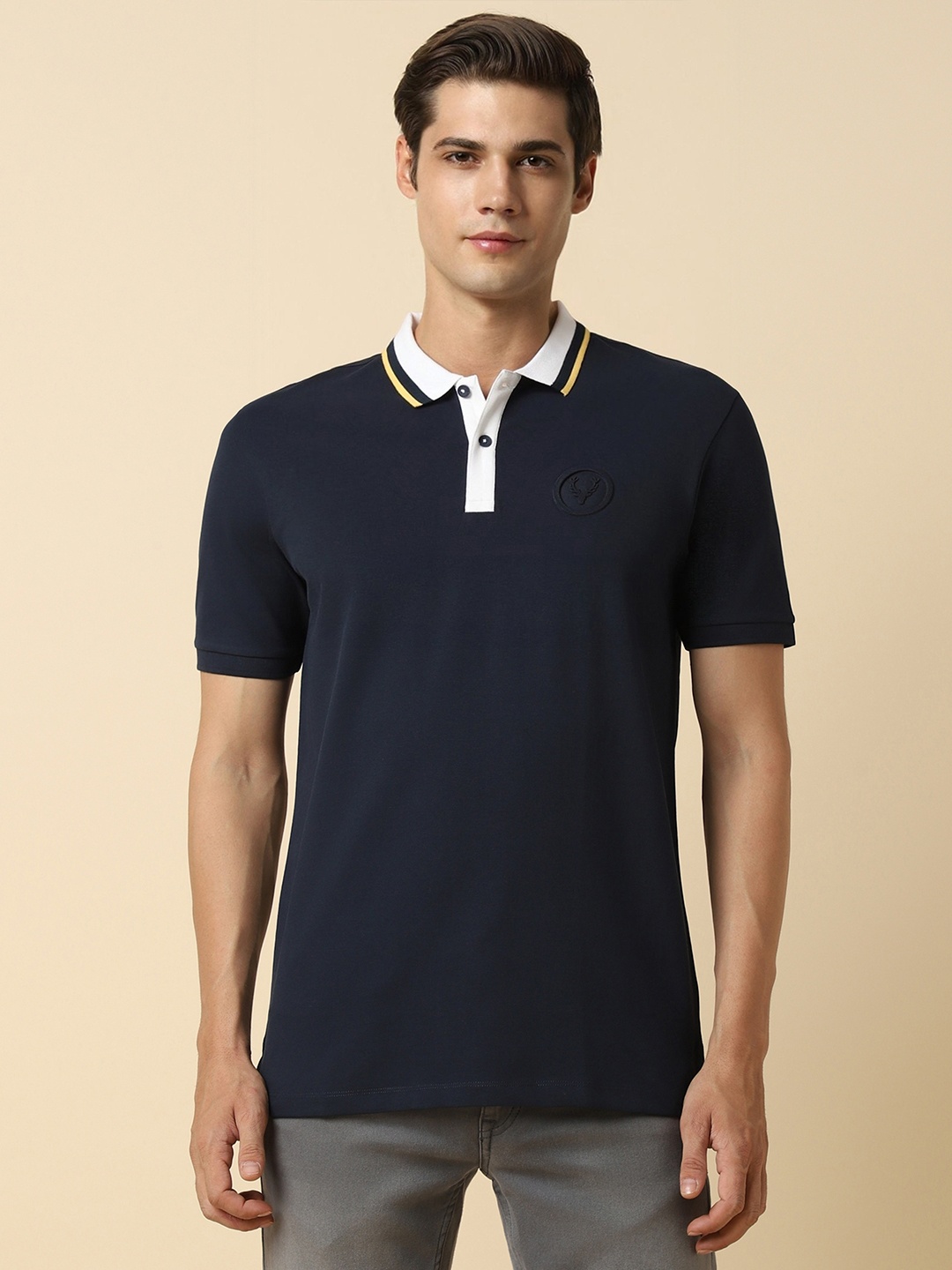 

Allen Solly Patterned Polo Collar T-shirt, Navy blue