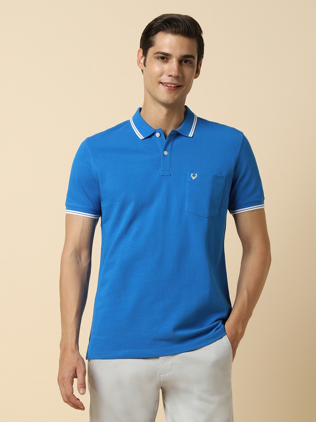 

Allen Solly Polo Collar Pure Cotton T-shirt, Blue