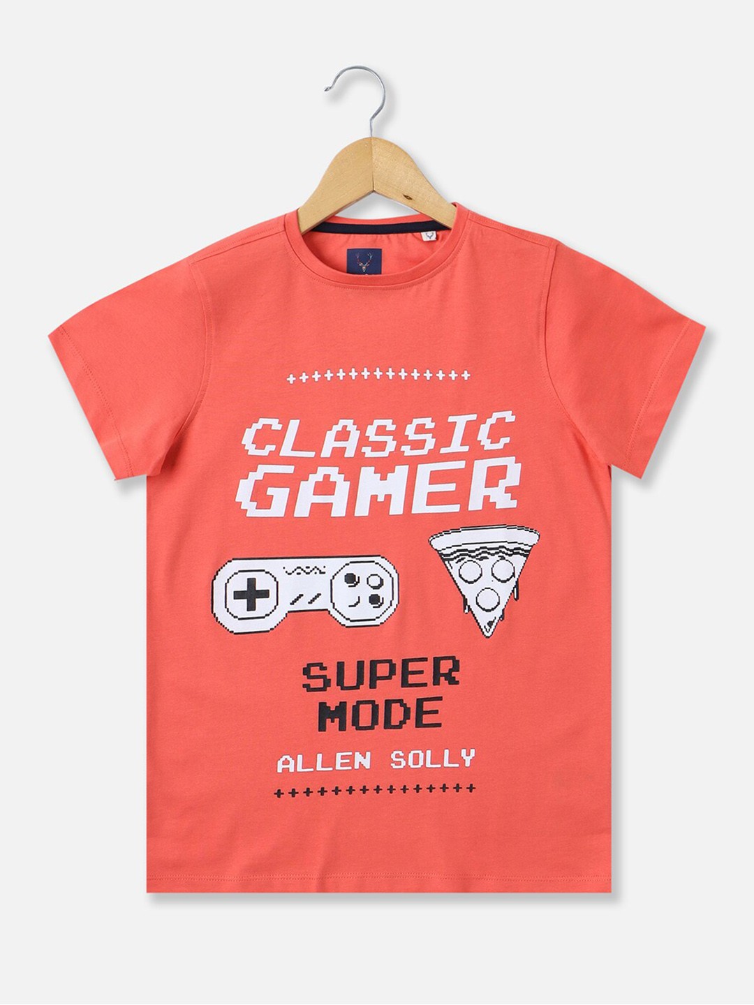 

Allen Solly Junior Boys Typography Printed Cotton Regular Fit T-shirt, Peach