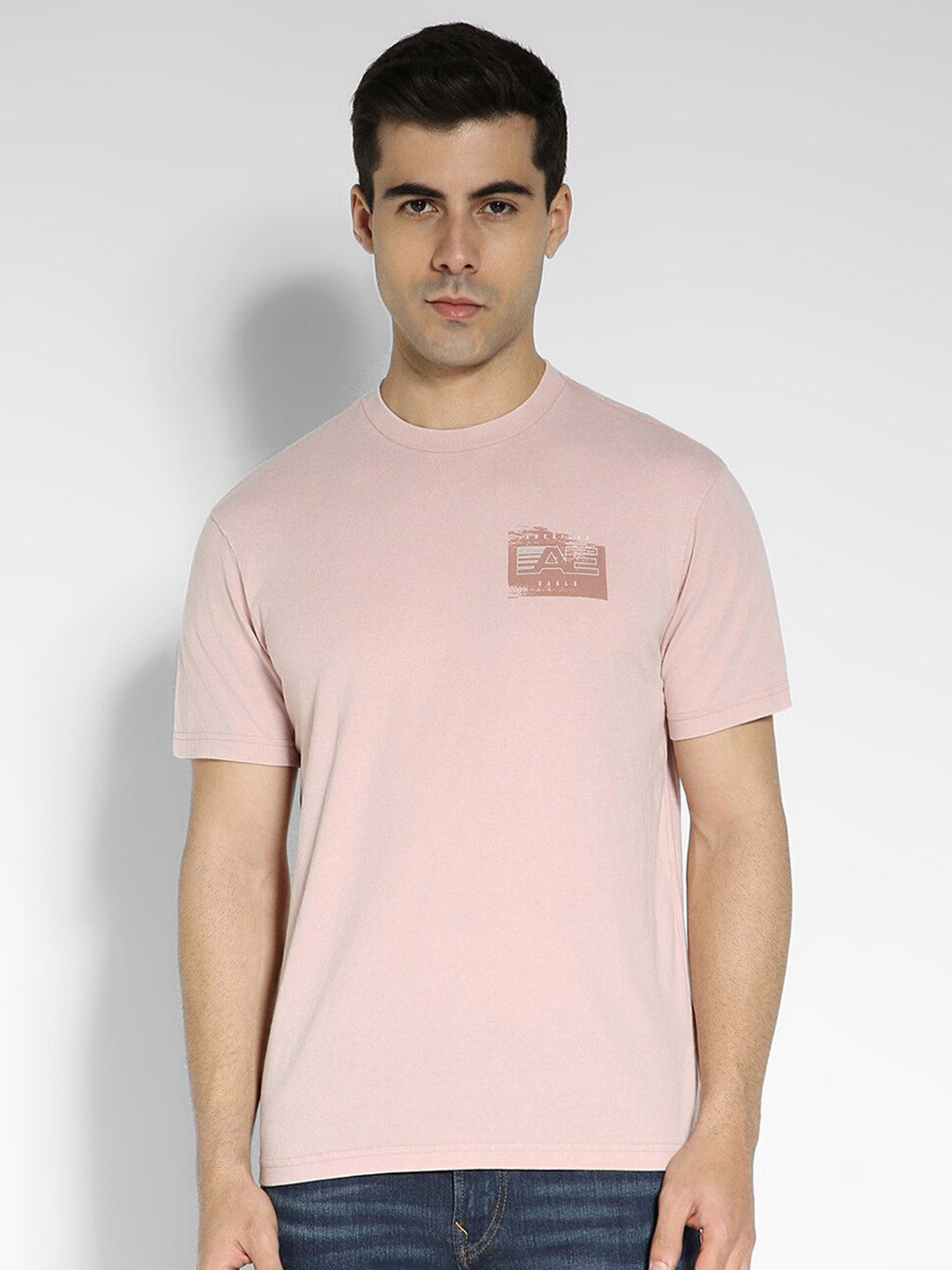 

AMERICAN EAGLE OUTFITTERS Round Neck Regular Fit Cotton T-shirt, Pink