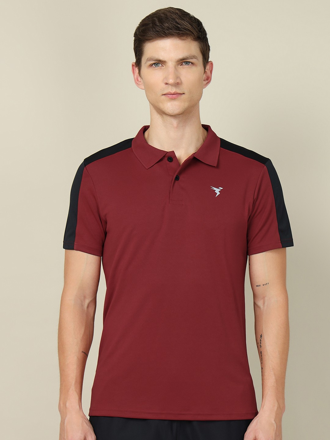 

Technosport Men Active Colorblocked Relaxed Fit Polo T-shirt, Rust
