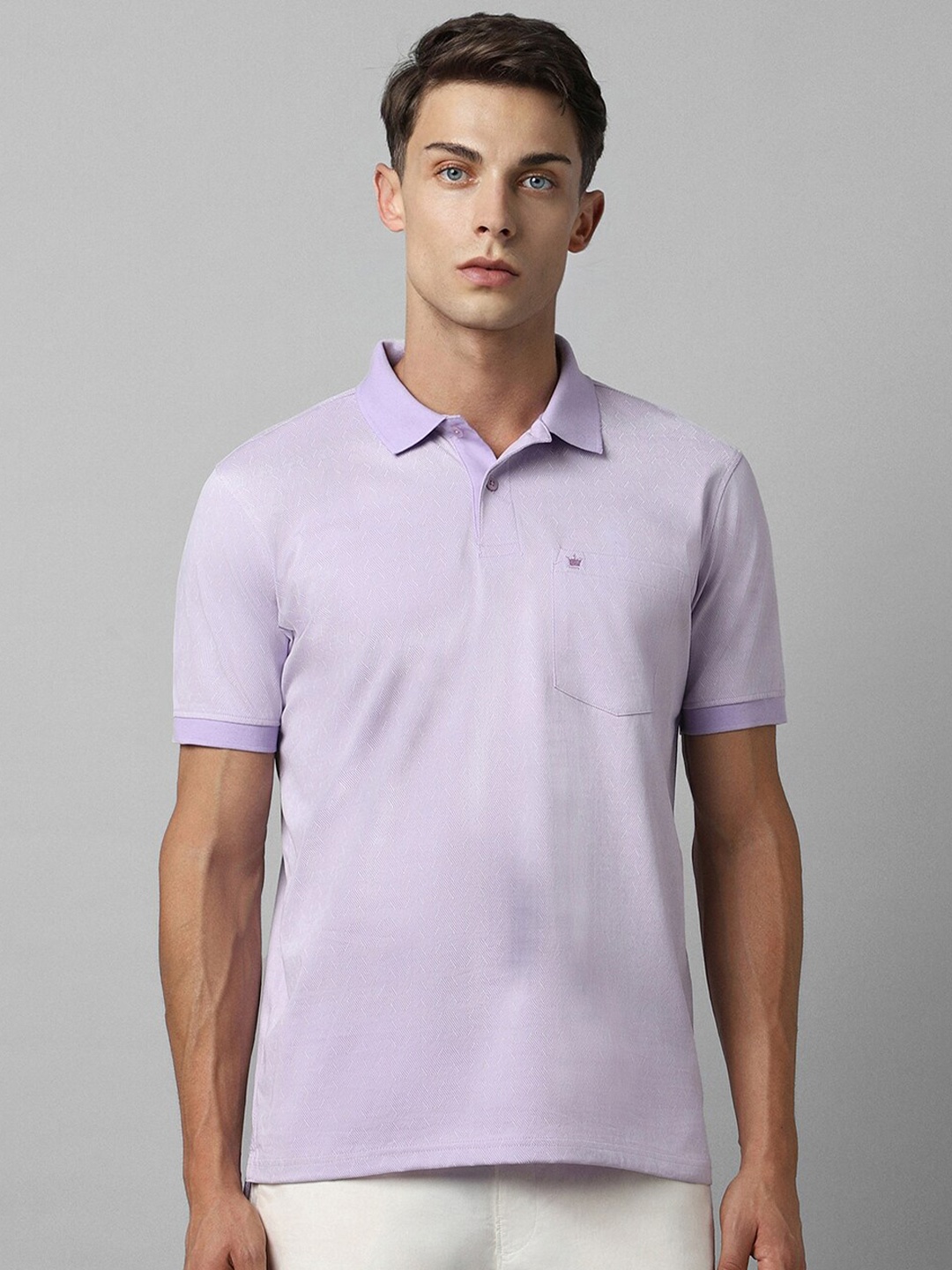 

Louis Philippe Polo Collar Short Sleeves Cotton Casual T-shirt, Purple