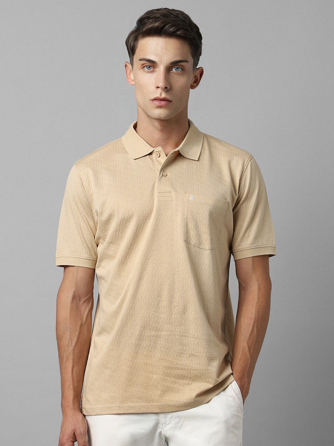 

Louis Philippe Polo Collar Short Sleeves Cotton Casual T-shirt, Beige