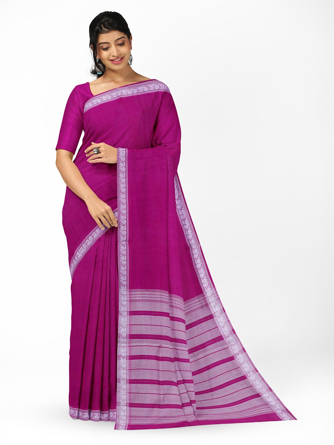 

APCO Woven Design Pure Cotton Handloom Saree, Pink