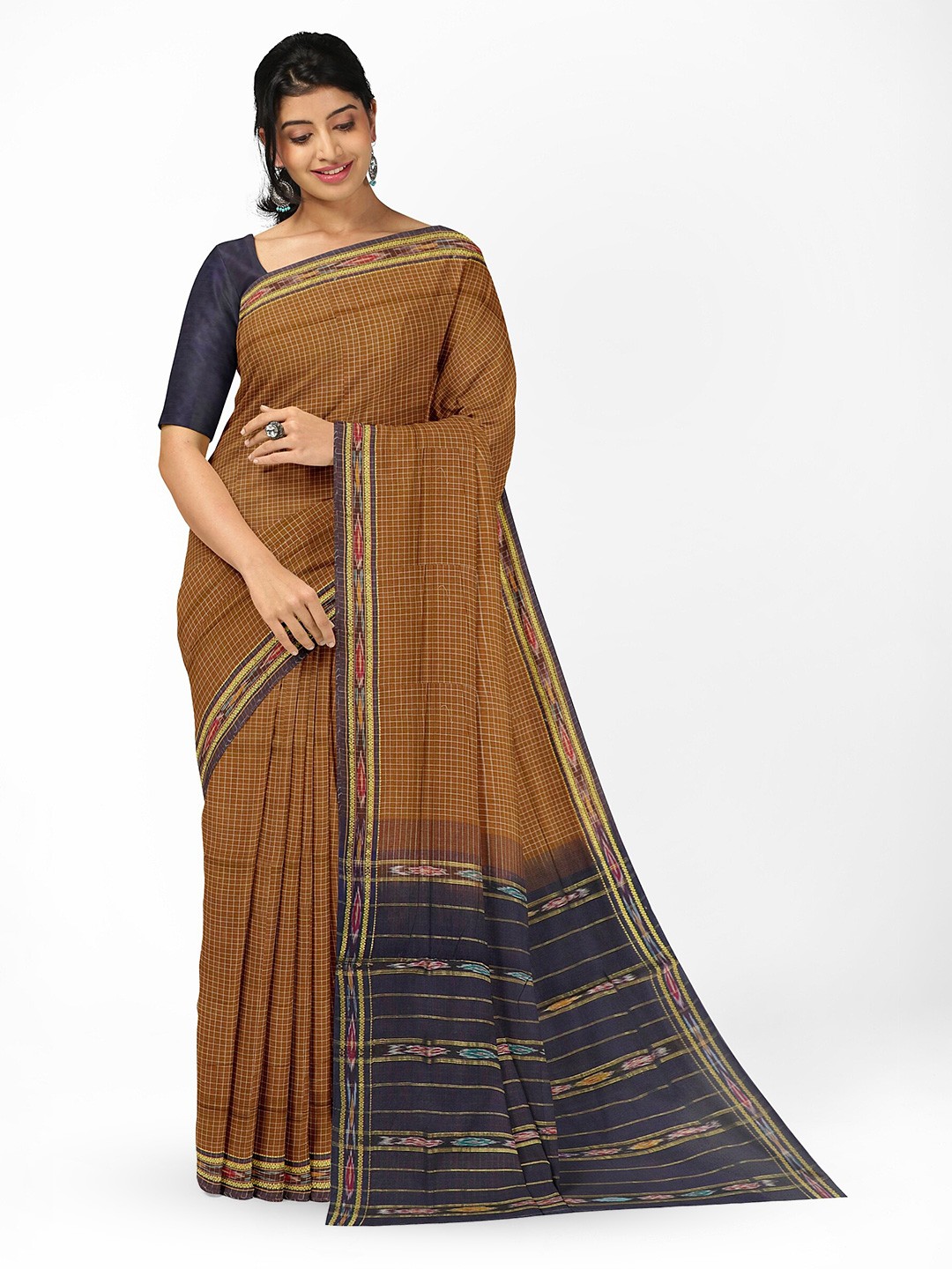 

APCO Checked Pure Cotton Saree, Mustard
