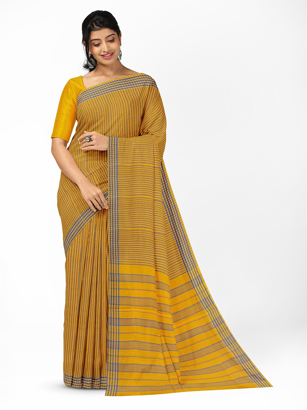 

APCO Striped Woven Design Pure Cotton Handloom Saree, Yellow