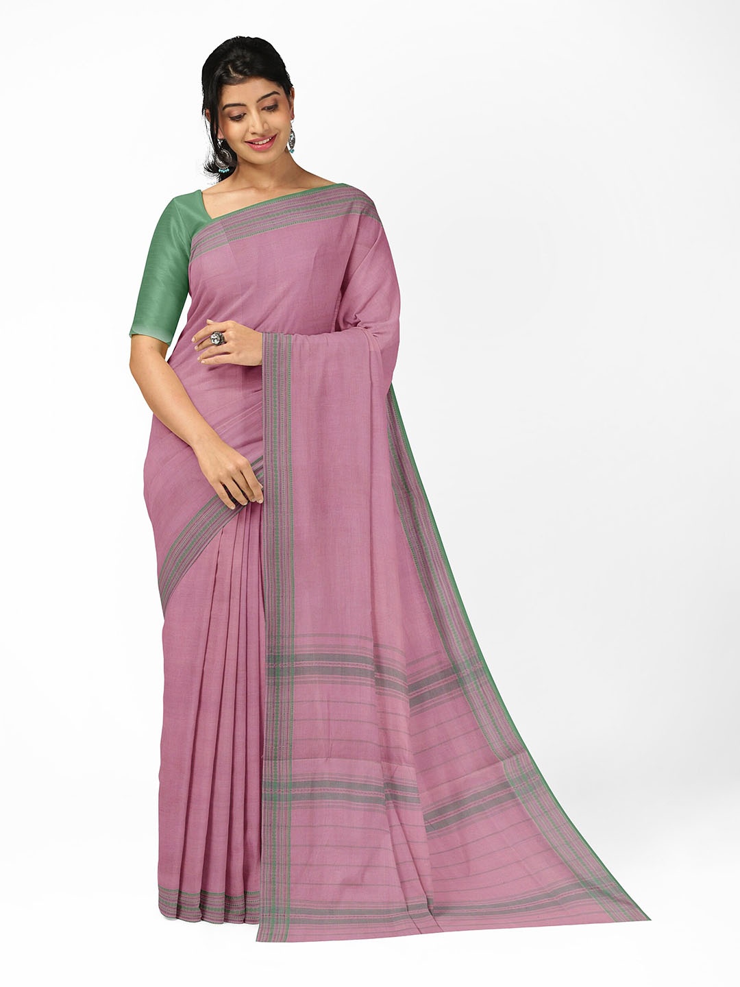 

APCO Woven Design Pure Cotton Handloom Saree, Pink