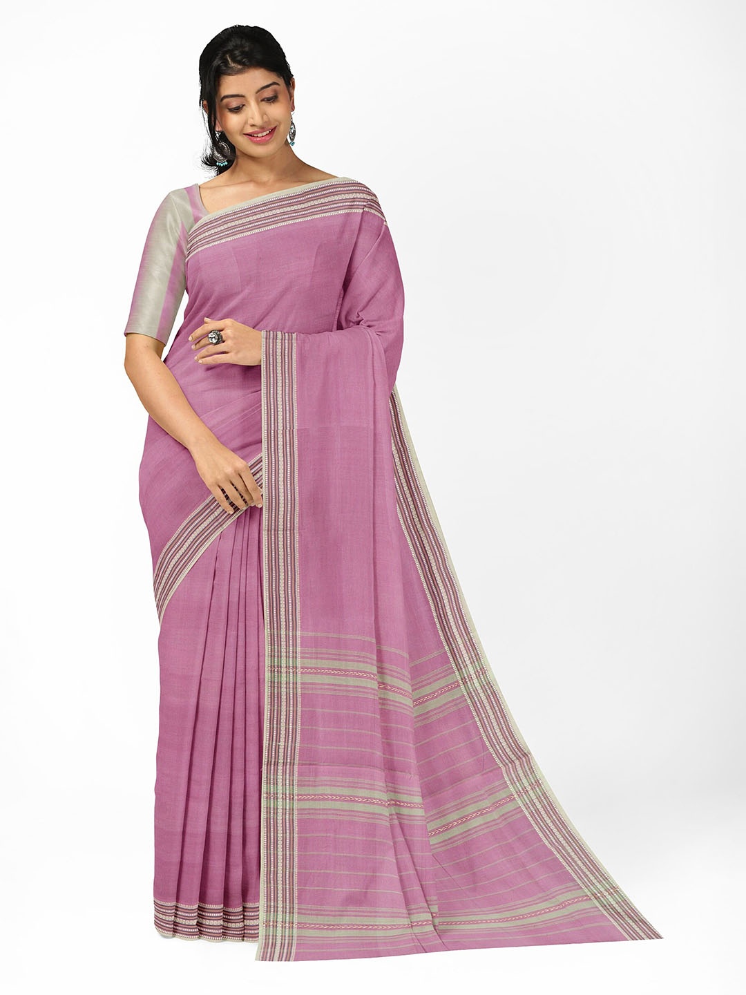 

APCO Woven Design Pure Cotton Handloom Saree, Pink