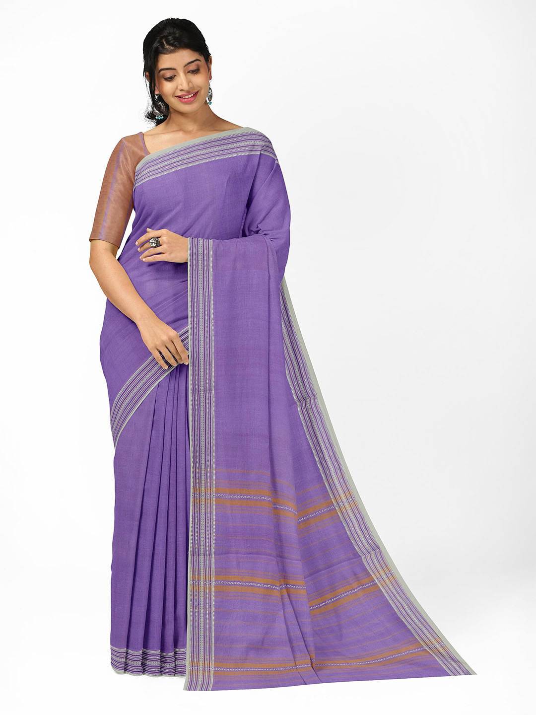 

APCO Woven Design Pure Cotton Handloom Saree, Purple