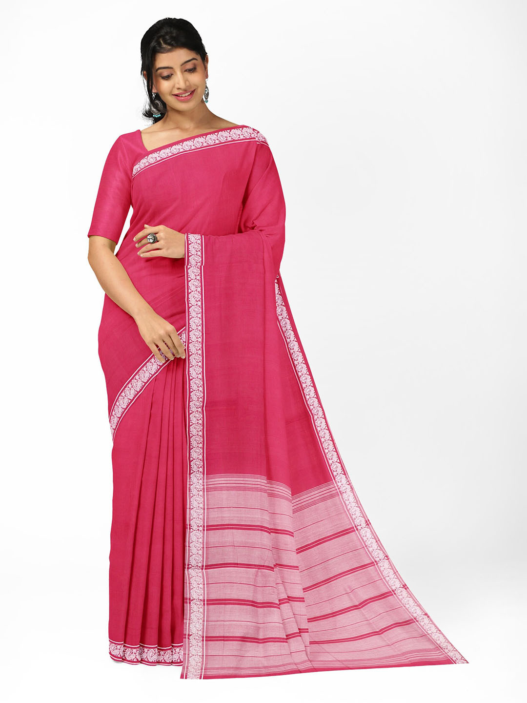 

APCO Woven Design Pure Cotton Handloom Saree, Pink