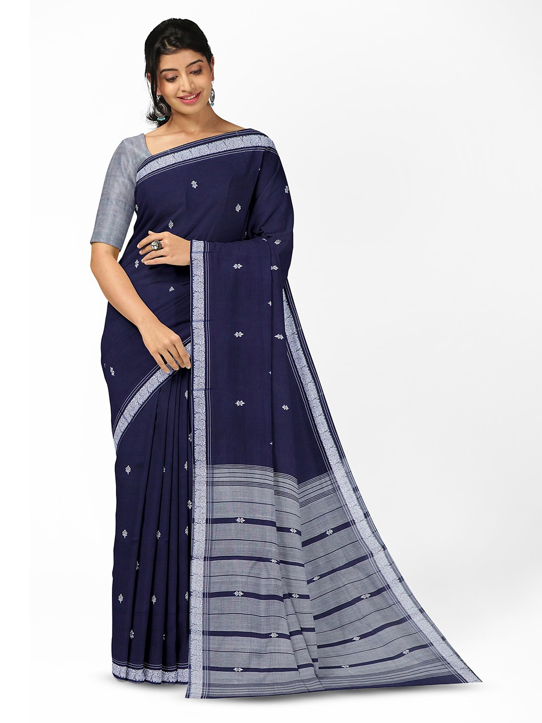

APCO Ethnic Motifs Woven Design Pure Cotton Handloom Saree, Blue