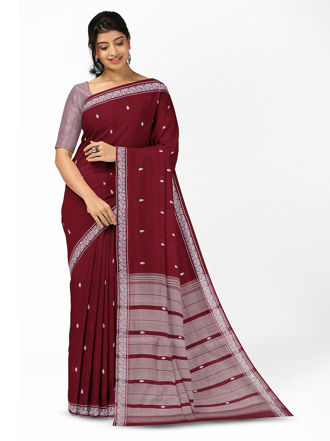 

APCO Ethnic Motifs Woven Design Pure Cotton Handloom Saree, Red