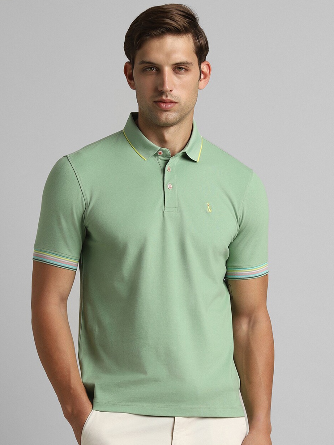 

SIMON CARTER LONDON Polo Collar Cotton Slim Fit T-shirt, Green