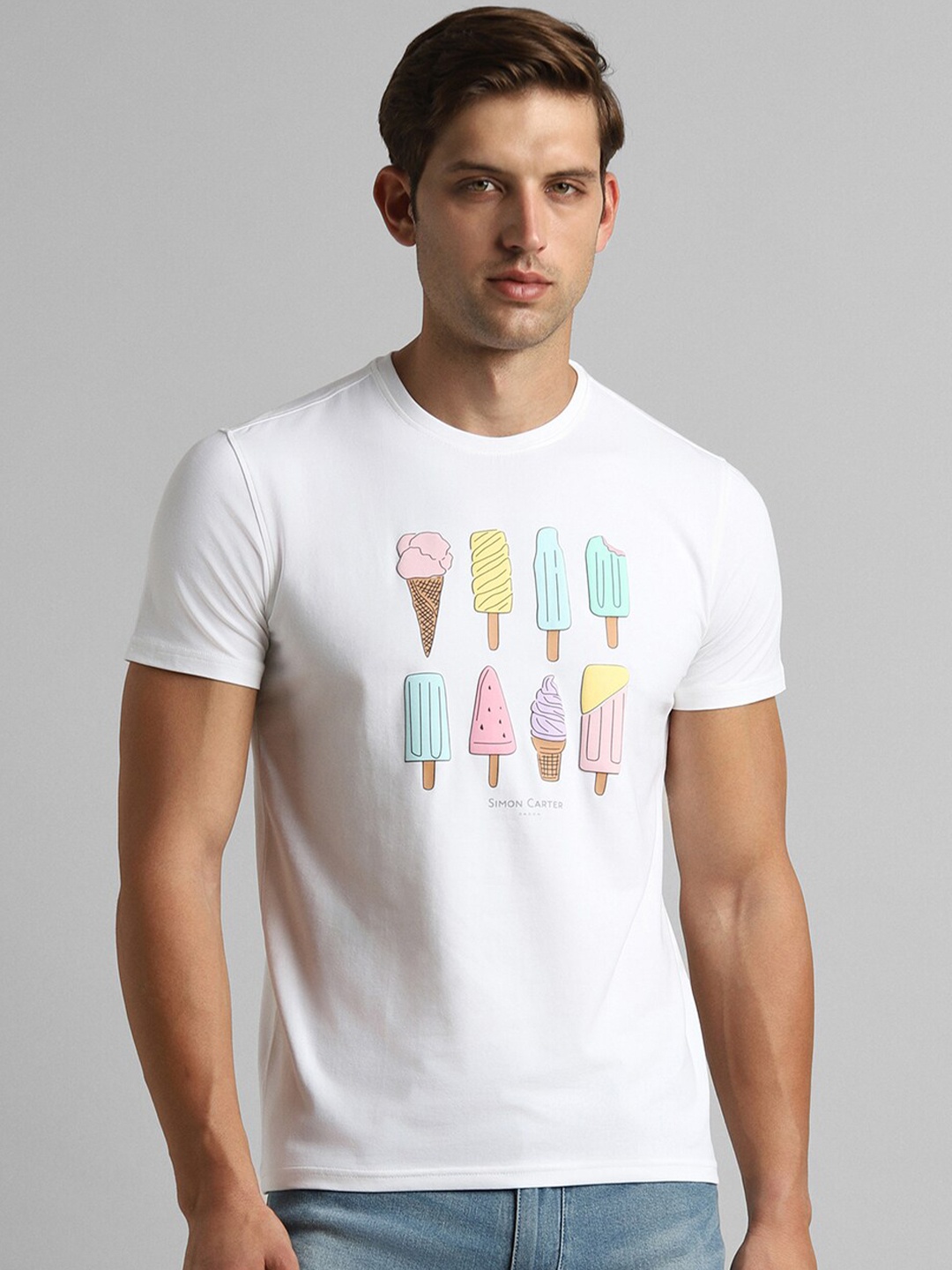 

SIMON CARTER LONDON Graphic Printed Cotton Slim Fit T-shirt, White