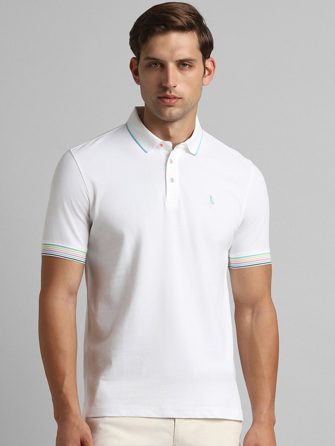 

SIMON CARTER LONDON Polo Collar Cotton Slim Fit T-shirt, White