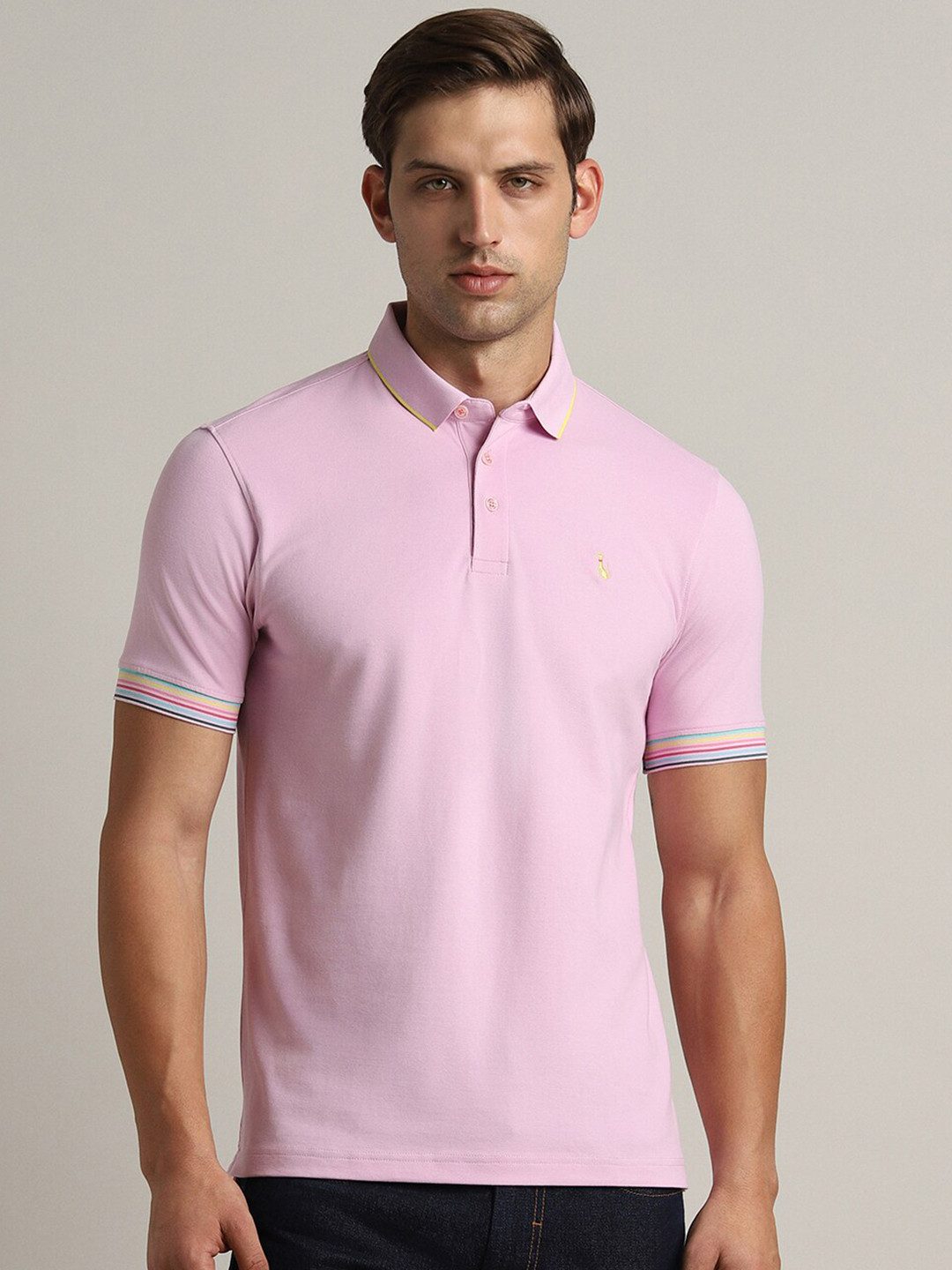 

SIMON CARTER LONDON Polo Collar Cotton Slim Fit T-shirt, Pink