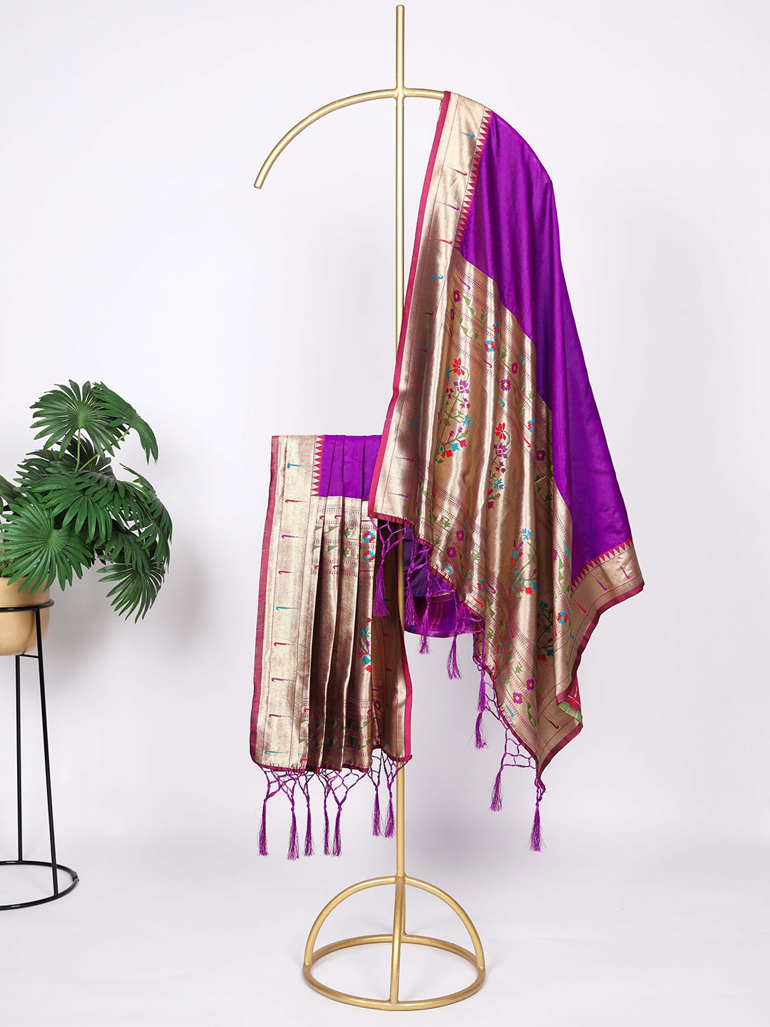 

LOOKNBOOK ART Ethnic Motifs Woven Design Dupatta, Purple