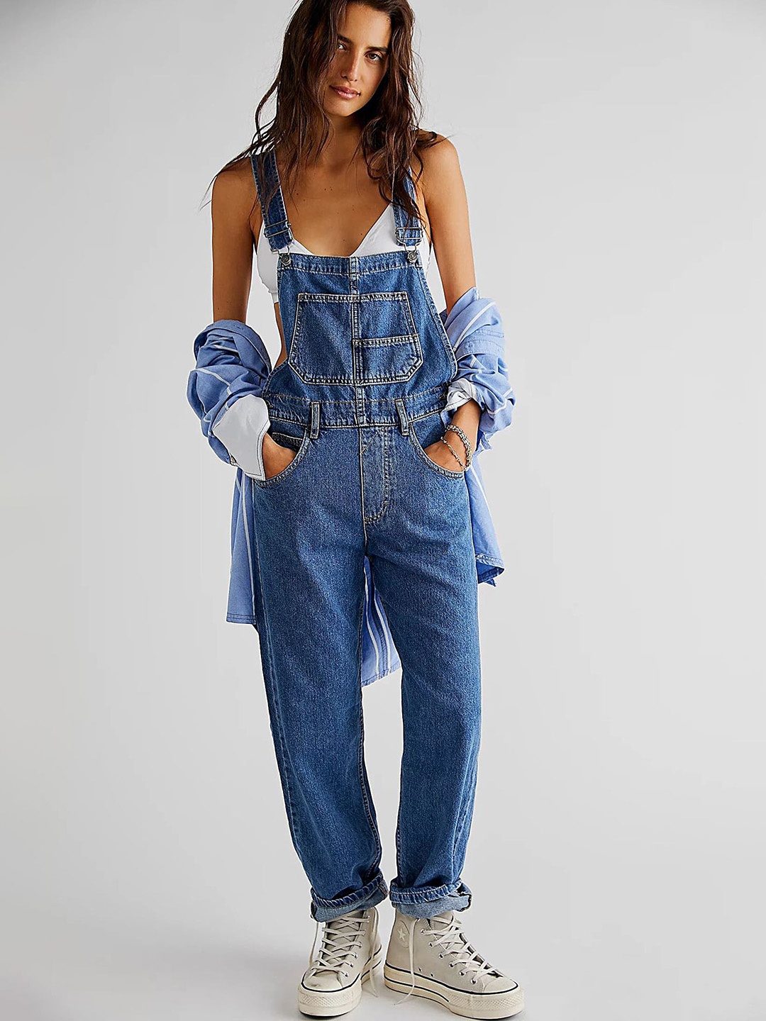 

LULU & SKY Straight-Fit Denim Dungaree, Blue