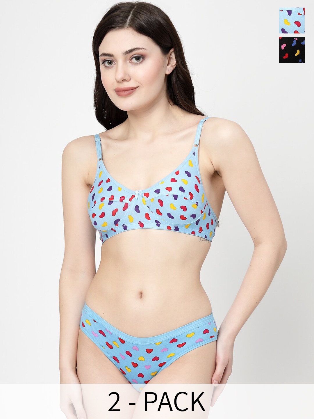 

Docare Pack Of 2 Printed Lingerie Set, Black