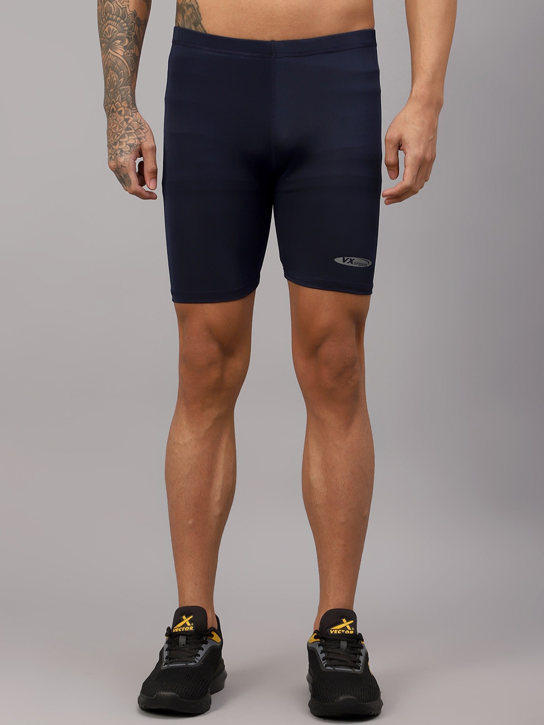 

VECTOR X Men Mid-Rise Skinny Fit Sports Shorts, Navy blue