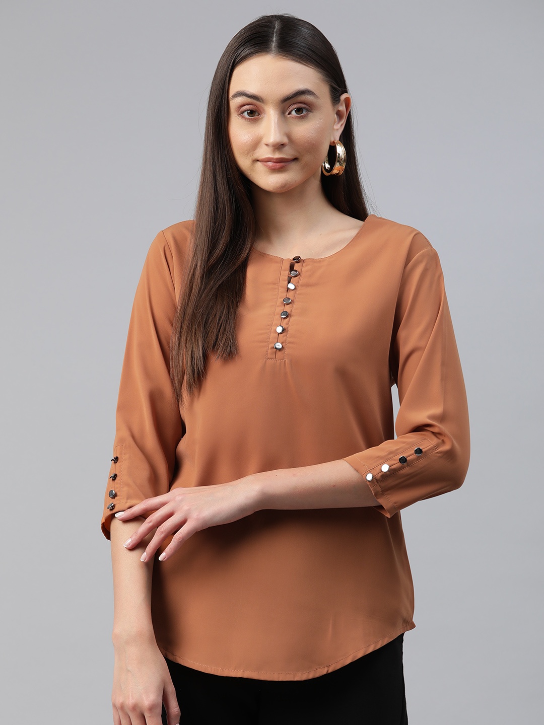 

Cottinfab Longline Top, Brown