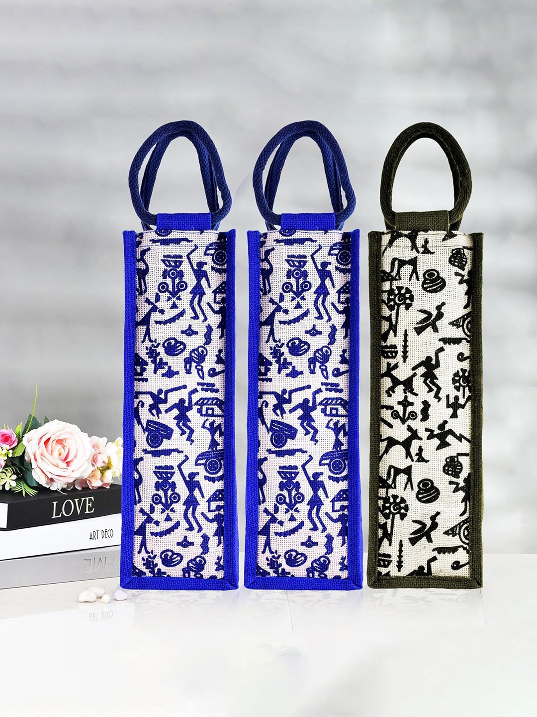 

Kuber Industries Set of 3 Printed Eco Friendly Lunch bags, Black