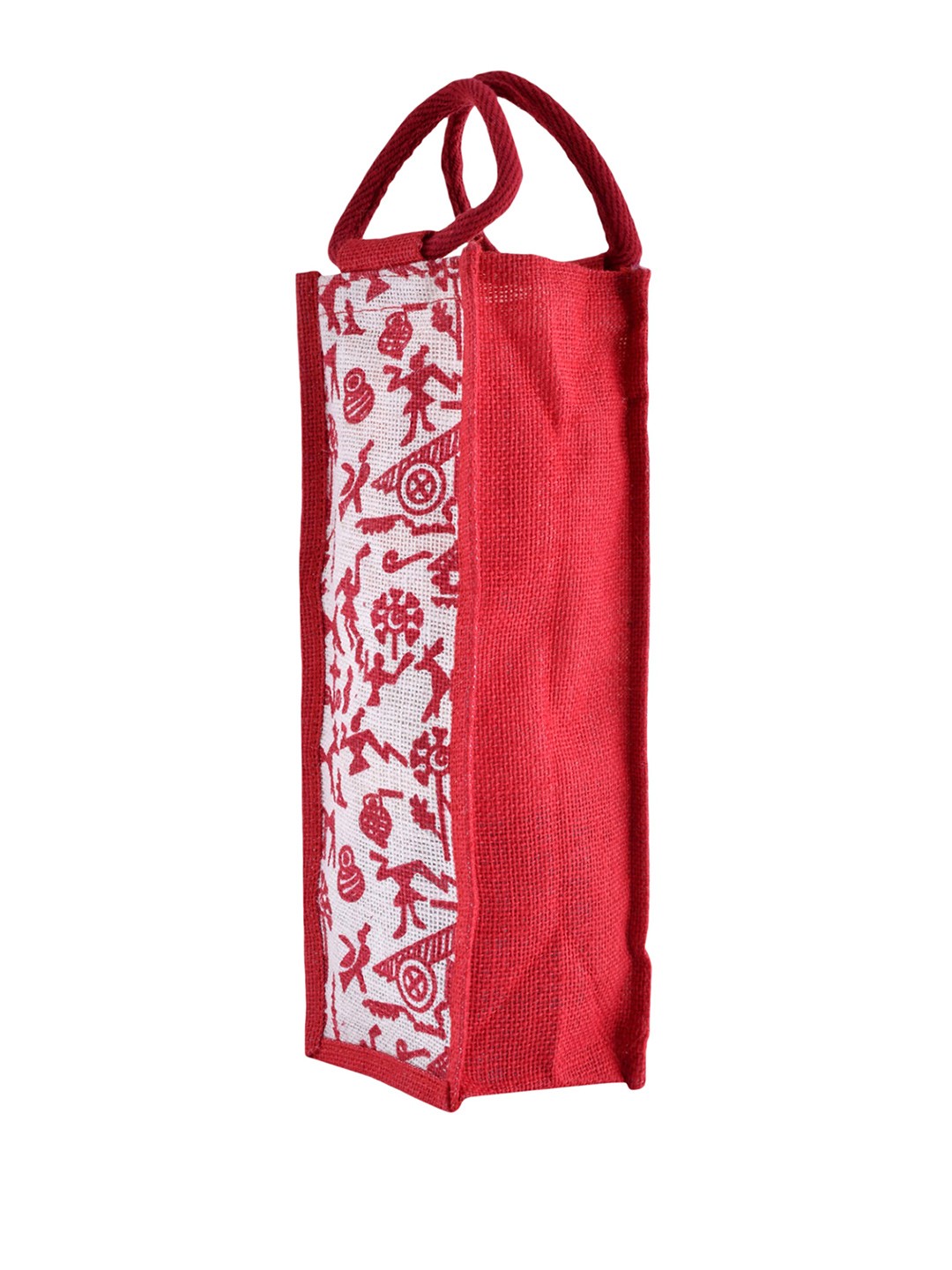 

Kuber Industries Printed Jute Carry Water Bottle Bag, Red