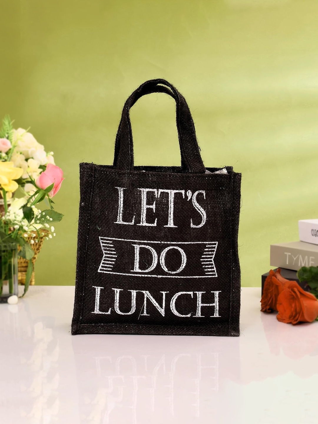 

Kuber Industries Set of 3 Printed Lunch bags, Black