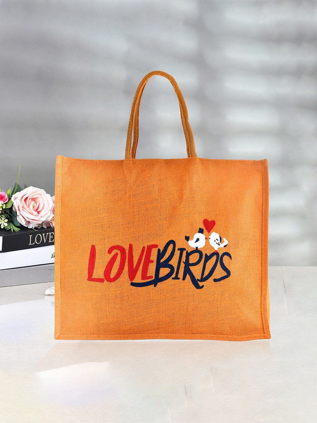 

Kuber Industries Printed Eco Friendly Jute Lunch bag, Orange