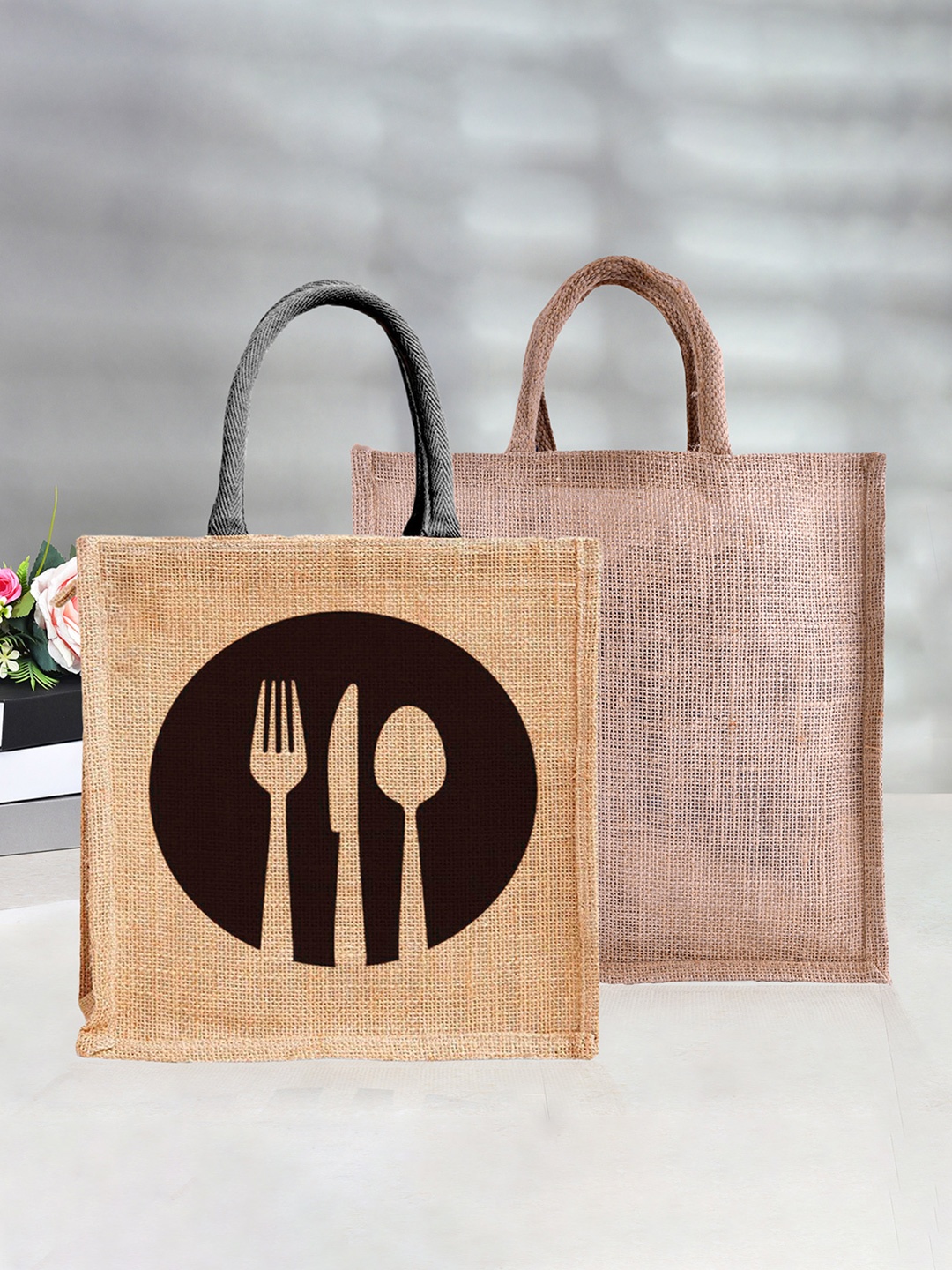 

Kuber Industries Set of 2 Printed Shopping Bag, Beige