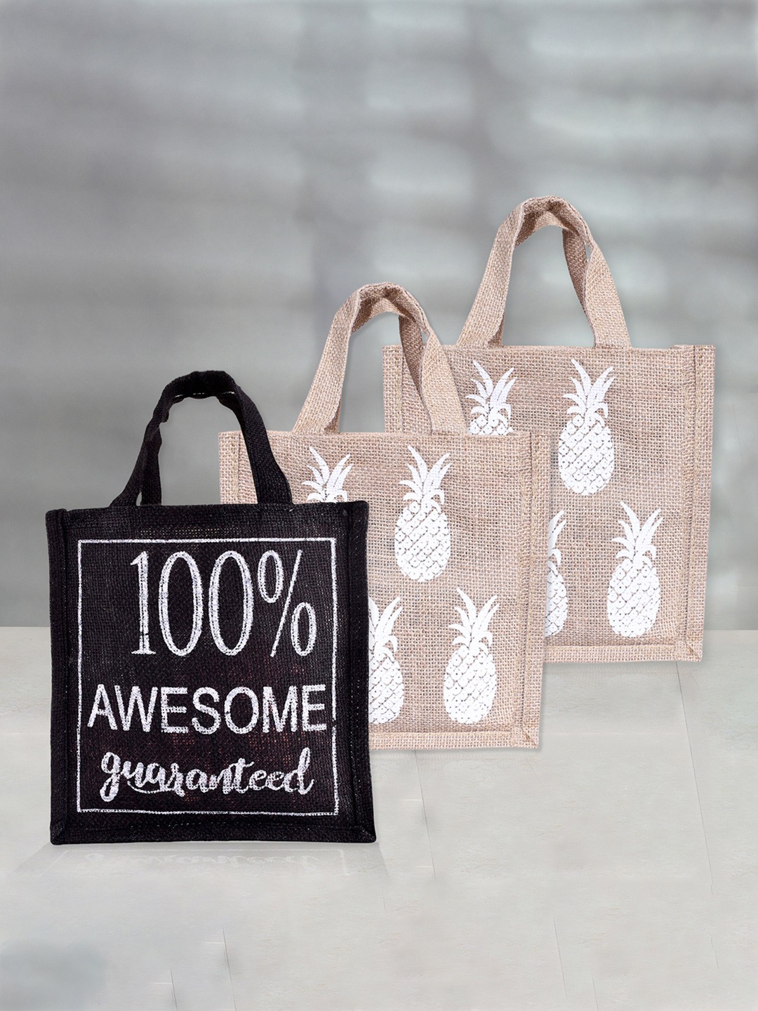 

Kuber Industries Set Of 3 Printed Lunch bag, Beige