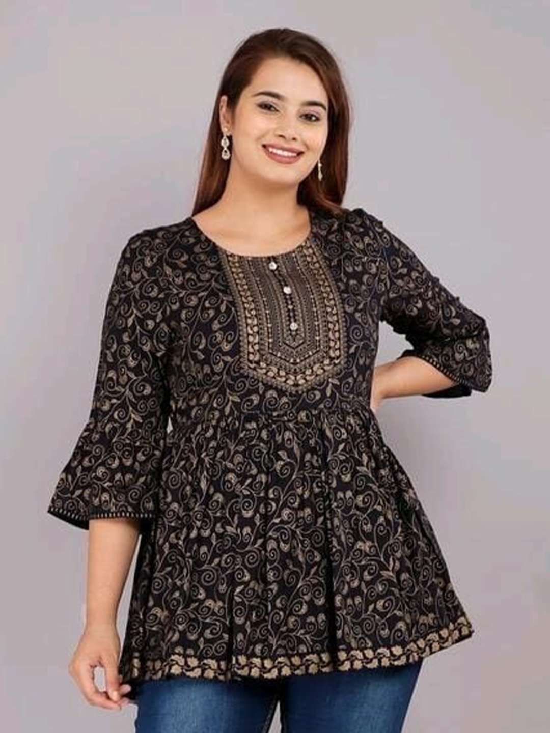 

BAESD Print Cotton Top, Black