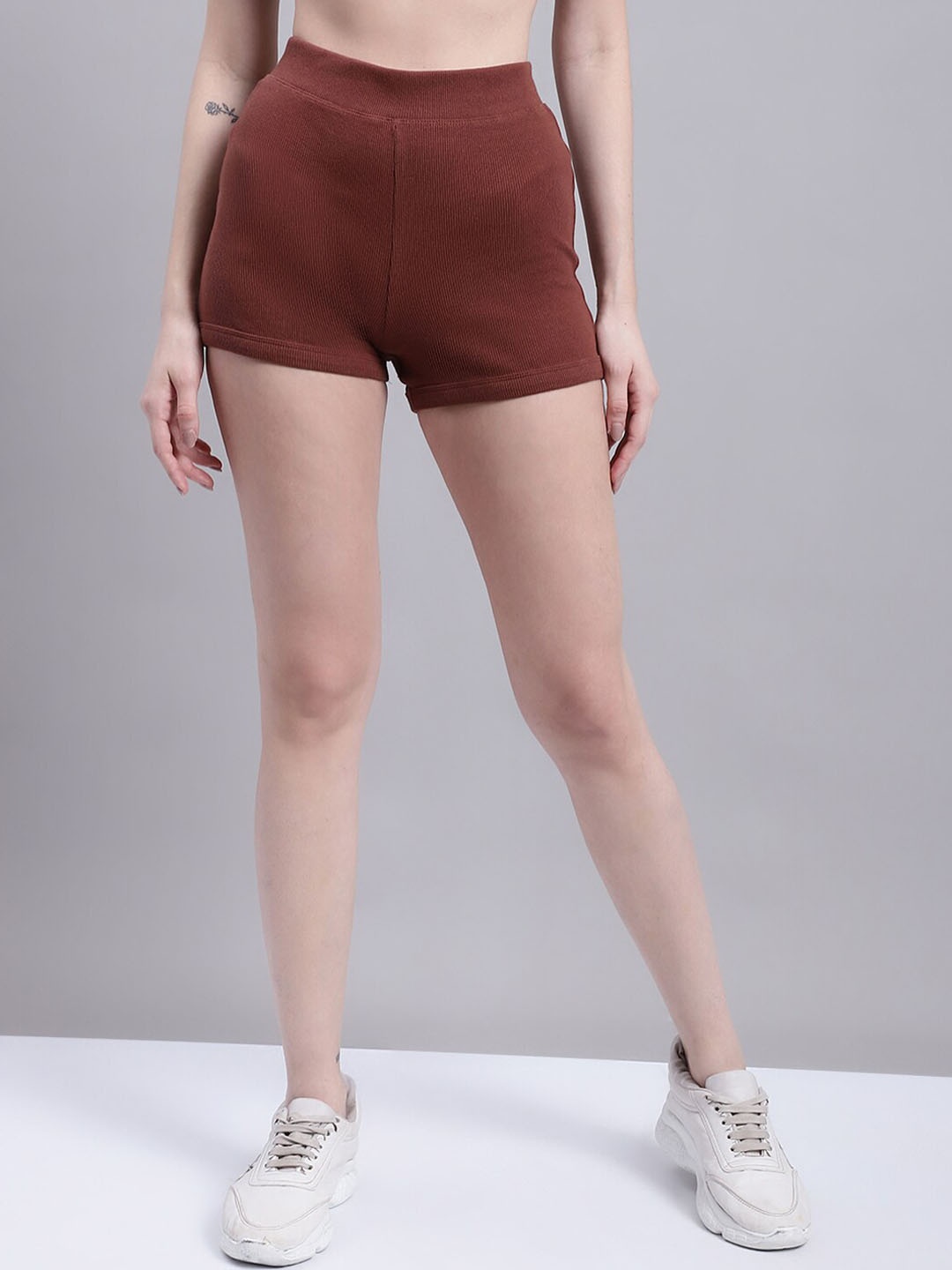 

NoBarr Women Regular Fit Cotton Hot Pants Shorts, Brown