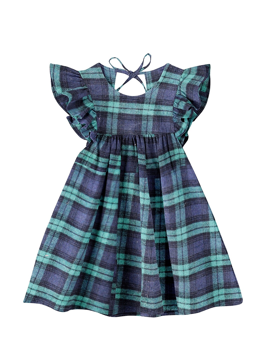 

THE BABY ATELIER Infant Girls Checked Organic Cotton Nightdress, Navy blue