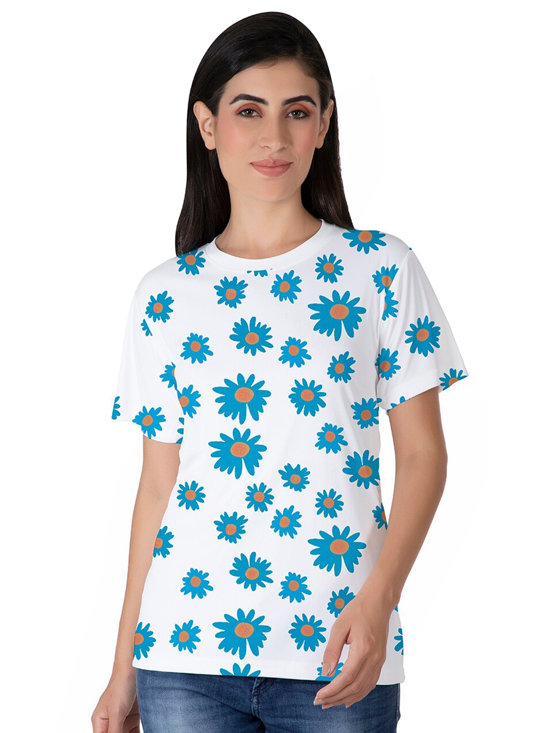 

BAESD Women Floral Printed Tropical T-shirt, White