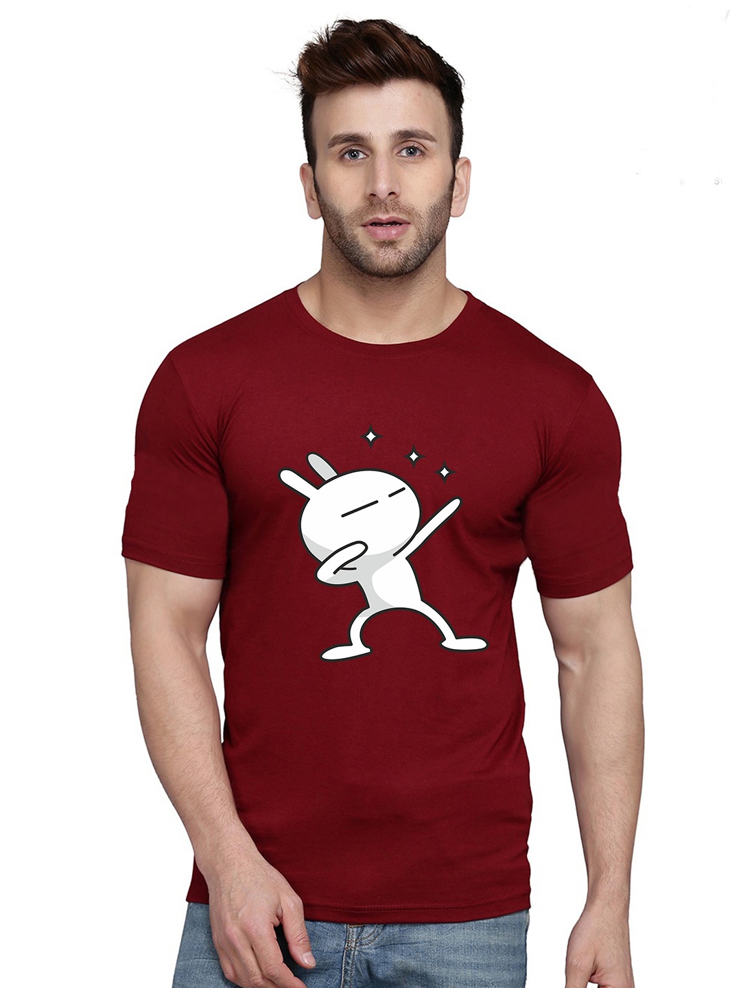 

SLOWLORIS Bio Wash Graphic Printed Cotton T-Shirt, Maroon
