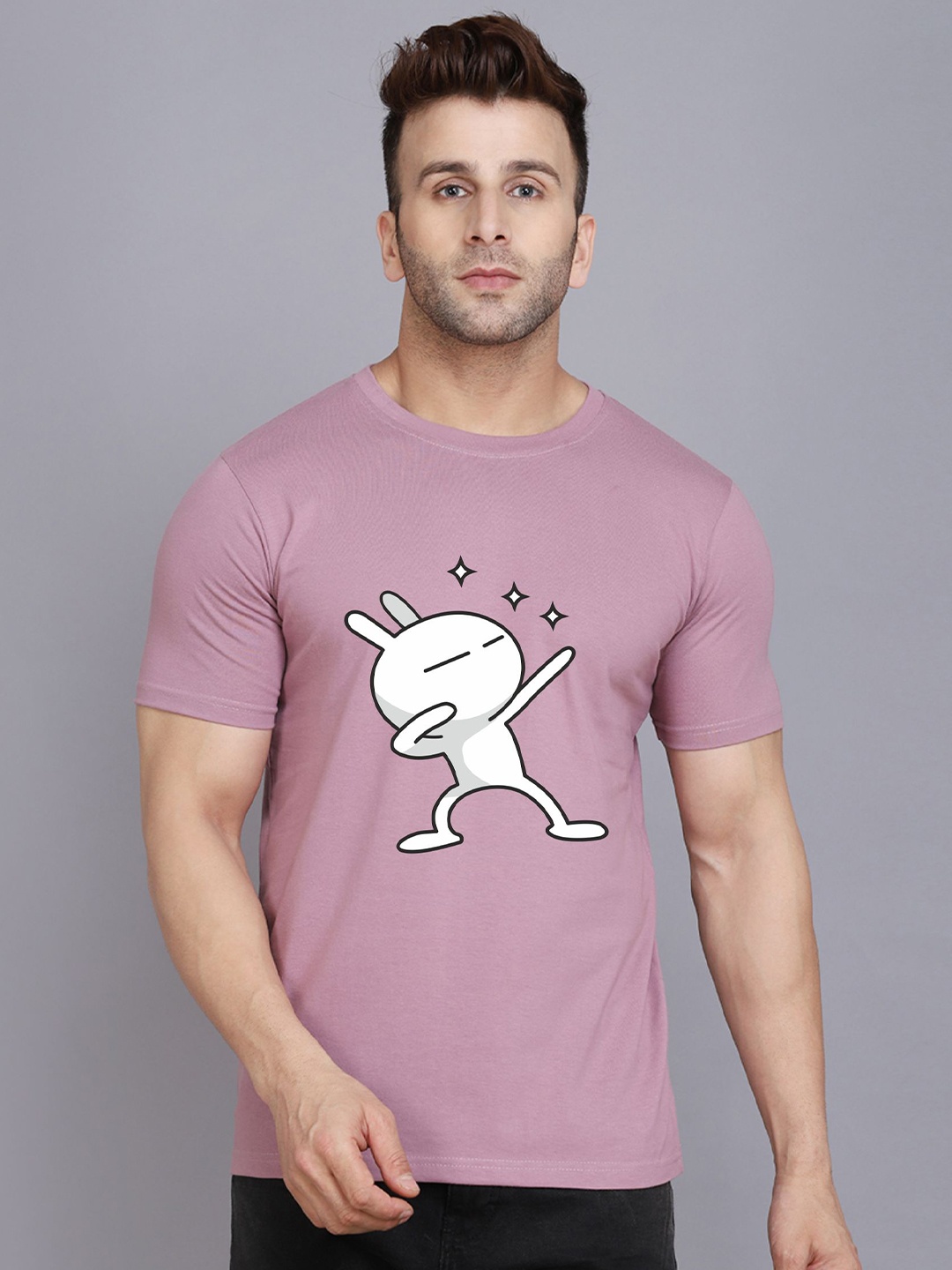 

SLOWLORIS Bio Wash Graphic Printed Cotton T-Shirt, Purple