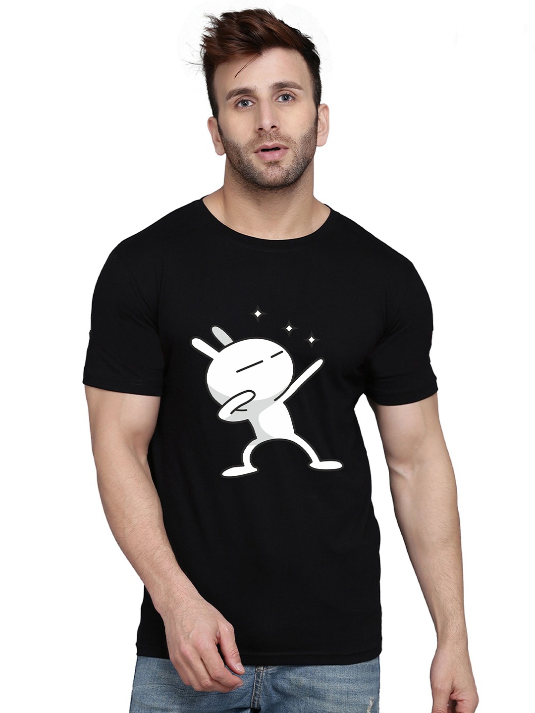 

SLOWLORIS Bio Wash Graphic Printed Cotton T-Shirt, Black