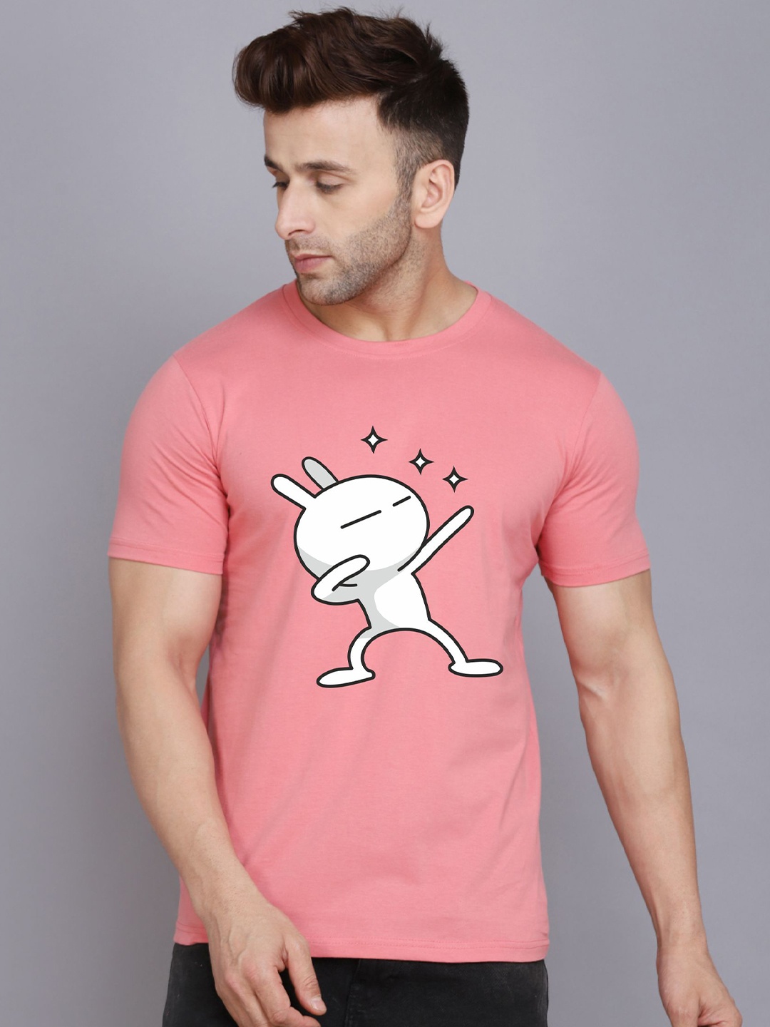 

SLOWLORIS Bio Wash Graphic Printed Cotton T-Shirt, Peach